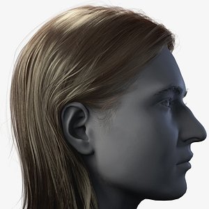 Real-time female haircut-Straight medium long 3D model