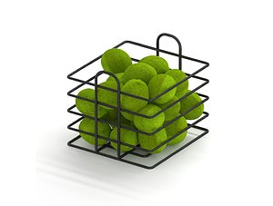 Basket of Green and Yellow Lemon 3D model