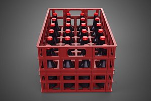 RED SOFT DRINK BOTTLE CARRIER PLASTIC CRATE BOX CONTAINER RACK 3D model