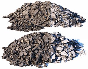 3D pieces broken asphalt model
