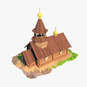 3d wooden church cartoon