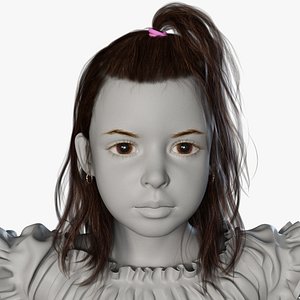 3D Brown Realistic Girl Hair