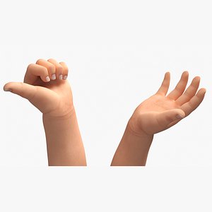 Caucasian Baby Hands Rigged for Cinema 4D 3D model