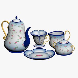 3D Stylized Tea Set model
