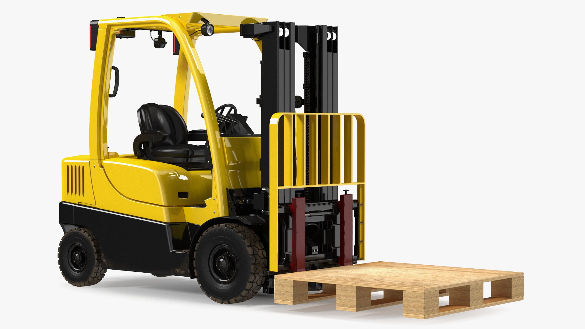 Industrial Forklift with Wooden Pallet 3D model preview