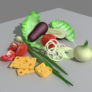 vegetables tomato lettuce 3d model