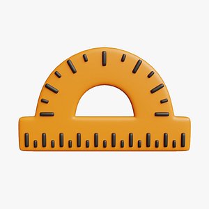 Stylized Protractor Ruler Illustration 3D model