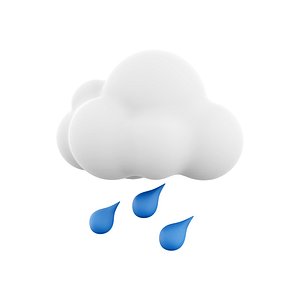 3d rainy weather icon model