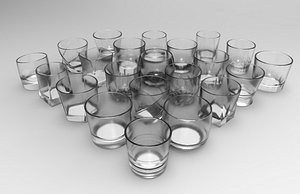3d whiskey glass set