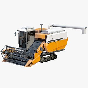 Rigged Rice Combine Harvester Orange PBR