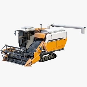 Rigged Rice Combine Harvester Orange PBR