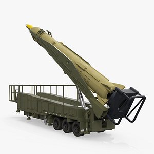3D model Strategic Missile Launch Trailer Rigged for Cinema 4D