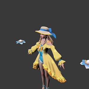 3D girl high poly model