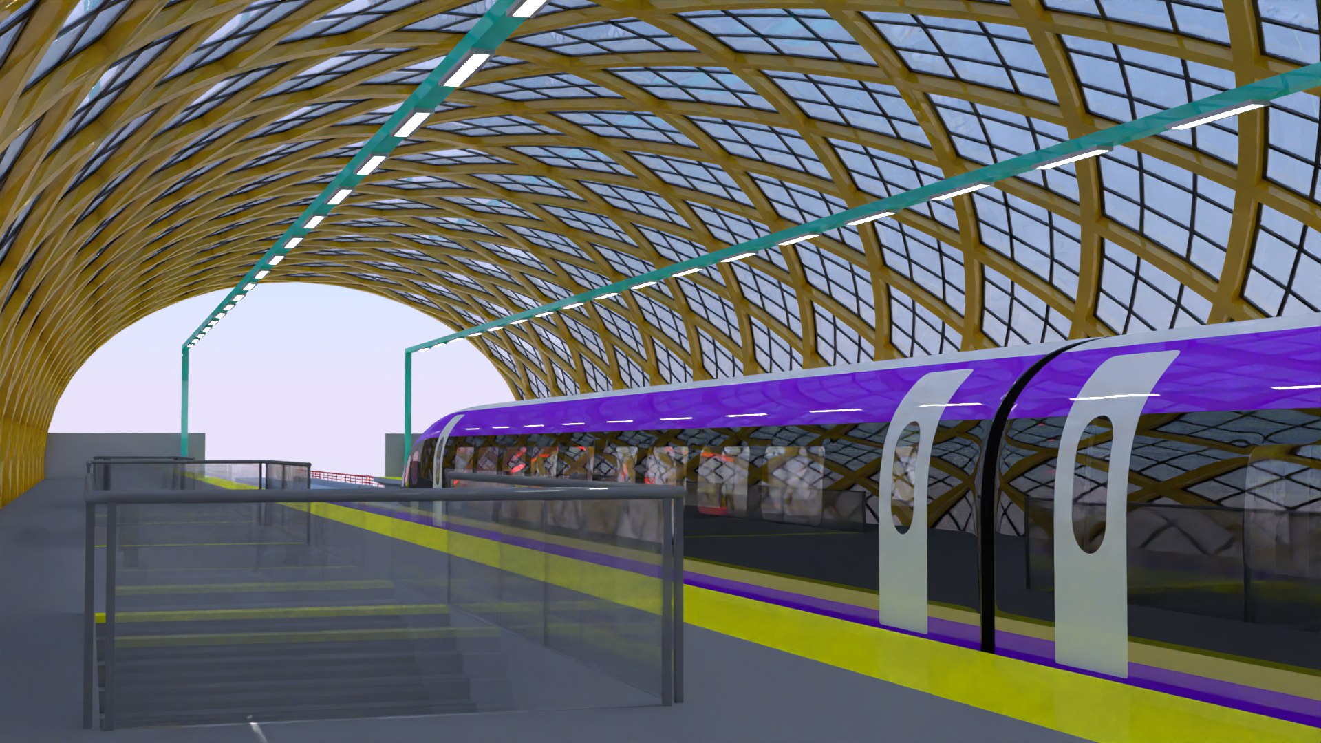 3D Model Elevated Maglev Station - TurboSquid 2395470