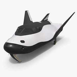 Small Orbital Shuttle with Landing Gear White Black with Interior 3D model