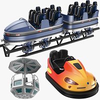 Detailed Three Amusement Park Rides