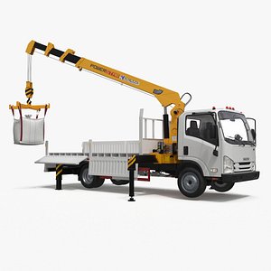 Isuzu NPR Manipulator Crane Lifts Cargo