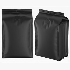 3D Matte Black Coffee Bag Gusset Pouch Mockup 08