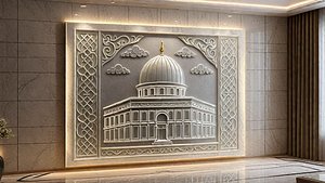 3D 3d modern Dome of the Rock 3D Wall Panel Relief CNC 03