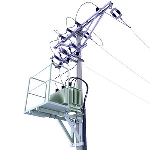 3D Utility Pole Power Transformer Low Poly 27 model
