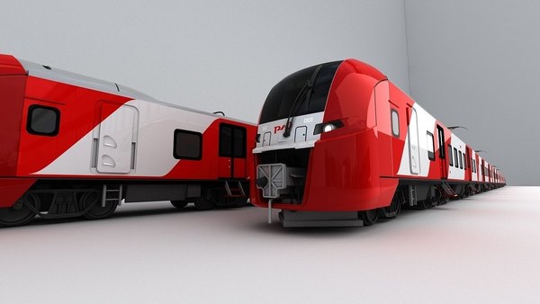Модель Скоростной поезд Ласточка 32.5 см., свет и звук, двери открываются, пластиковый, красный