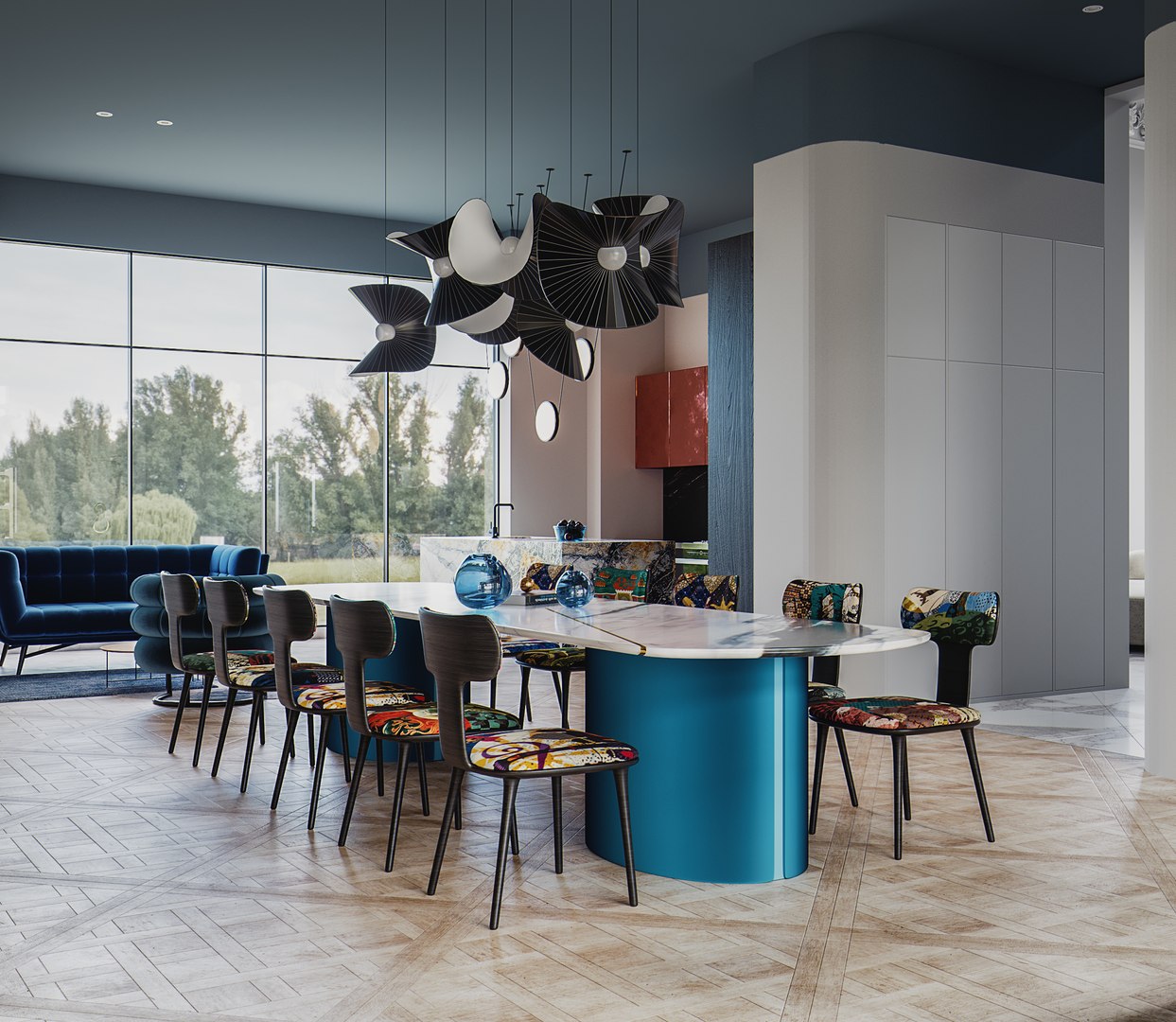 3D Model Hall Lobby Living Room Dining Room Kitchen Entrance Hallway ...
