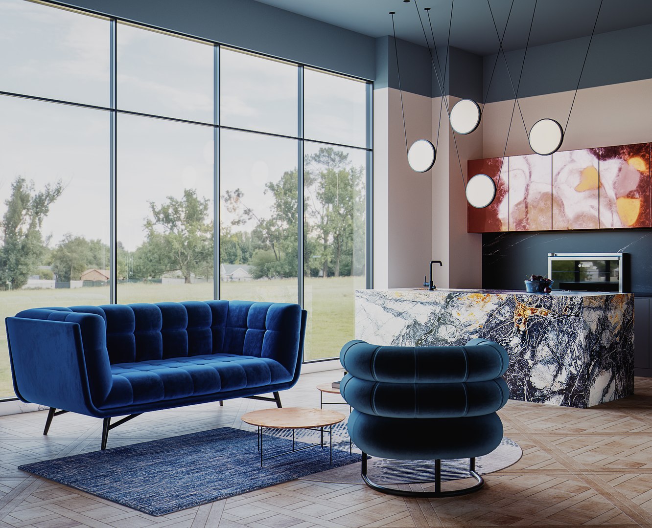 3D Model Hall Lobby Living Room Dining Room Kitchen Entrance Hallway ...
