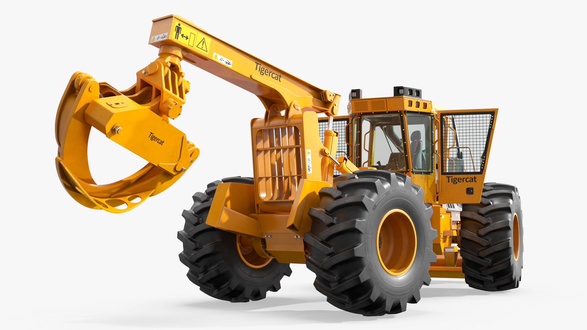 Tigercat Forestry Skidder 632H Log Grapple Rigged 3D model preview