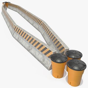 Concrete Vehicle Barrier with Impact Buckets 3D model