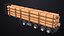 Logging Trailer Black with 6 Loads single Mat All PBR Textures 3D model