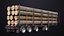 Logging Trailer Black with 6 Loads single Mat All PBR Textures 3D model