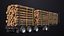 Logging Trailer Black with 6 Loads single Mat All PBR Textures 3D model