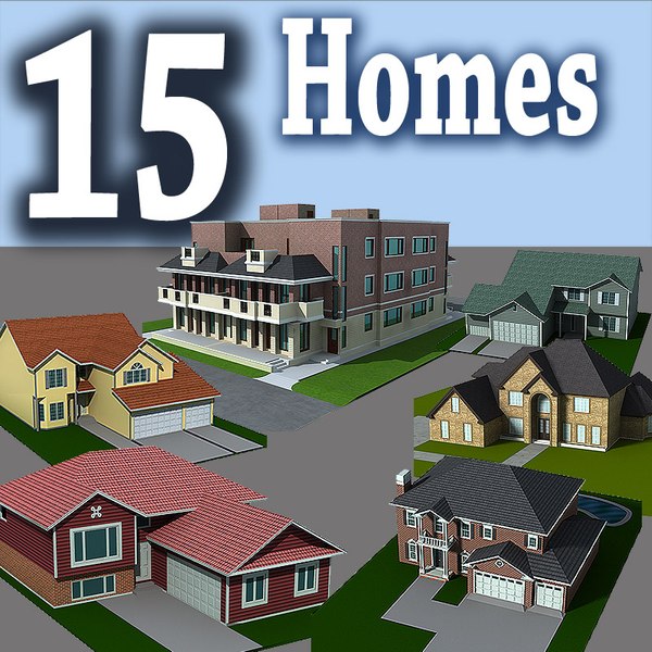 15 houses 3d model