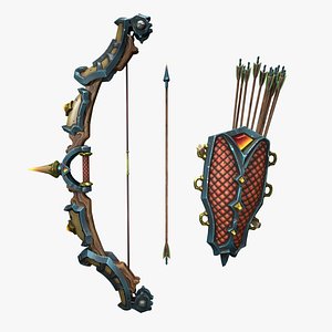 Knight bow quiver arrow 3D