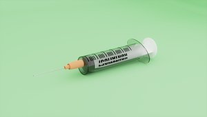 3D transparent syringe with needle - Realistic model