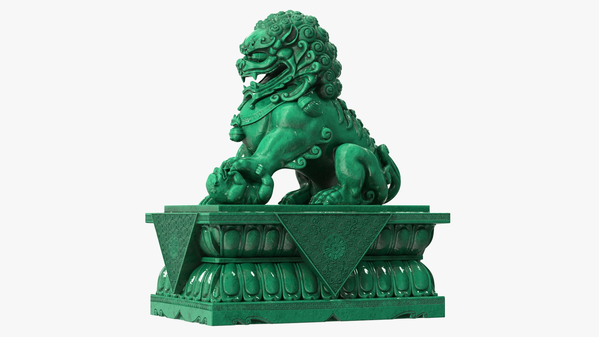 Jade Guardian Lion Statue for 3D Print 3D model preview