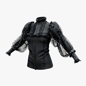 Victorian Gothic Blouse Shirt Vintage Royal 3D model