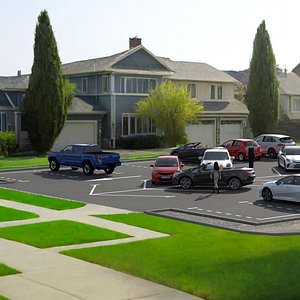 3D model City Street Parking Lot with People