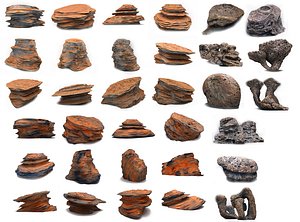 Alien  Martian Rocks Mega Pack - 33 Scanned Extraterrestrial Assets model