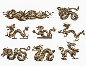 3D Golden Chinese Dragon model