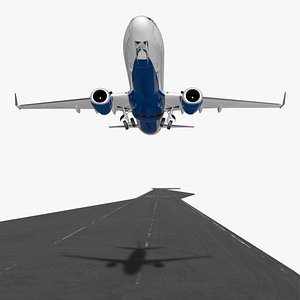 Delta Commercial Plane Ascending From Runway Animated Rigged for Cinema 4D 3D model