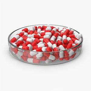 Pill Capsules In Petri Dish 3D model