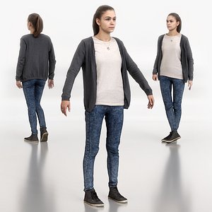 Rigged Woman Character - 3D Scanned Figure 0103 3D
