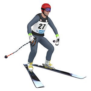rigged skier ski 3D model