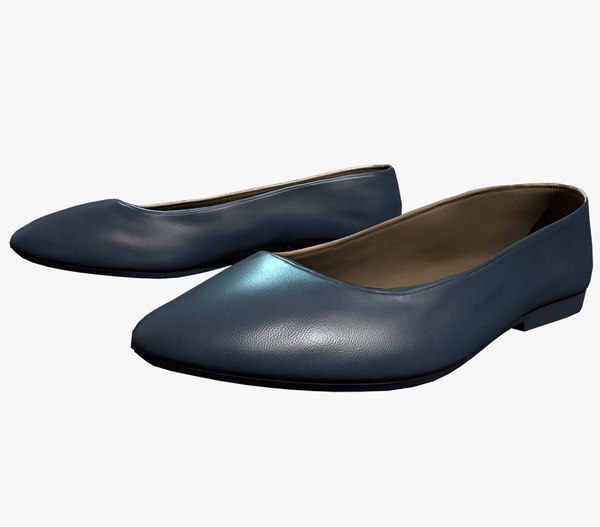 modelo 3d Zapatos de salón planos de mujer azul - TurboSquid 2177548