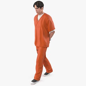 Asian Male Prisoner in Handcuffs model