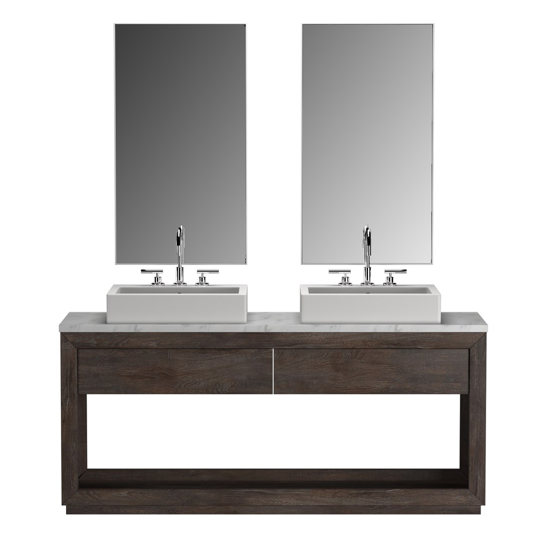 3D RECLAIMED OAK DOUBLE WASHSTAND Brown - TurboSquid 1898259