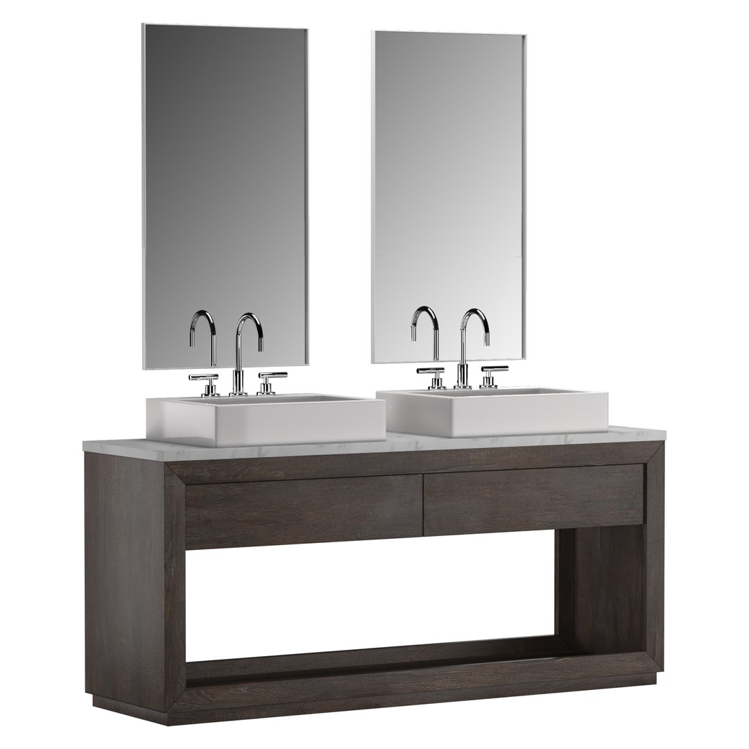 3D RECLAIMED OAK DOUBLE WASHSTAND Brown - TurboSquid 1898259