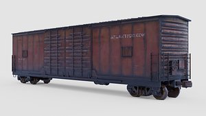 3D pbr boxcar - railroad model