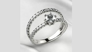 3D 5mm Diamod Gold Double Ring model